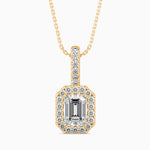 Capri Solitaire Halo Emerald Pendant-Dileti