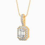 Capri Solitaire Halo Emerald Pendant-Dileti