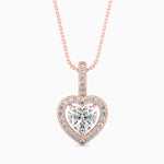 Venezia Solitaire Halo Heart Pendant-Dileti