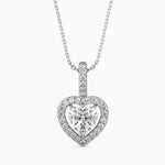 Venezia Solitaire Halo Heart Pendant-Dileti