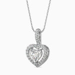 Venezia Solitaire Halo Heart Pendant-Dileti