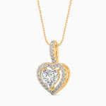 Venezia Solitaire Halo Heart Pendant-Dileti