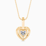 Venezia Solitaire Halo Heart Pendant-Dileti