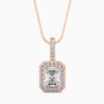 Megève Solitaire Halo Radiant Pendant-Dileti