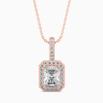 Megève Solitaire Halo Radiant Pendant-Dileti