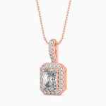 Megève Solitaire Halo Radiant Pendant-Dileti