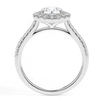 Janis Solitaire Halo Pave Round Ring-Dileti