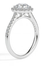 Janis Solitaire Halo Pave Round Ring-Dileti