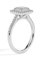 Jorja Solitaire Halo Pave Princess Ring-Dileti