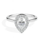 Monica Solitaire Halo Pear Ring-Dileti