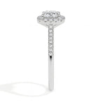Nova Solitaire Halo Pave Cushion Ring-Dileti