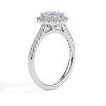 Nova Solitaire Halo Pave Cushion Ring-Dileti