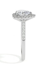 Olbia Solitaire Halo Pave Heart Ring-Dileti