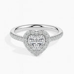 Olbia Solitaire Halo Pave Heart Ring-Dileti