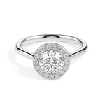 Patti Solitaire Halo Round Ring-Dileti