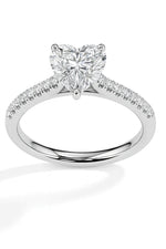 Penelope Solitaire Pave Heart Ring-Dileti