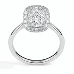 Prairie Solitaire Halo Cushion Ring-Dileti