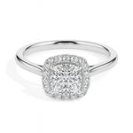 Prairie Solitaire Halo Cushion Ring-Dileti