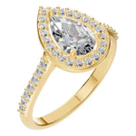 Pear Accented Halo Ring