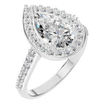 Pear Accented Halo Ring