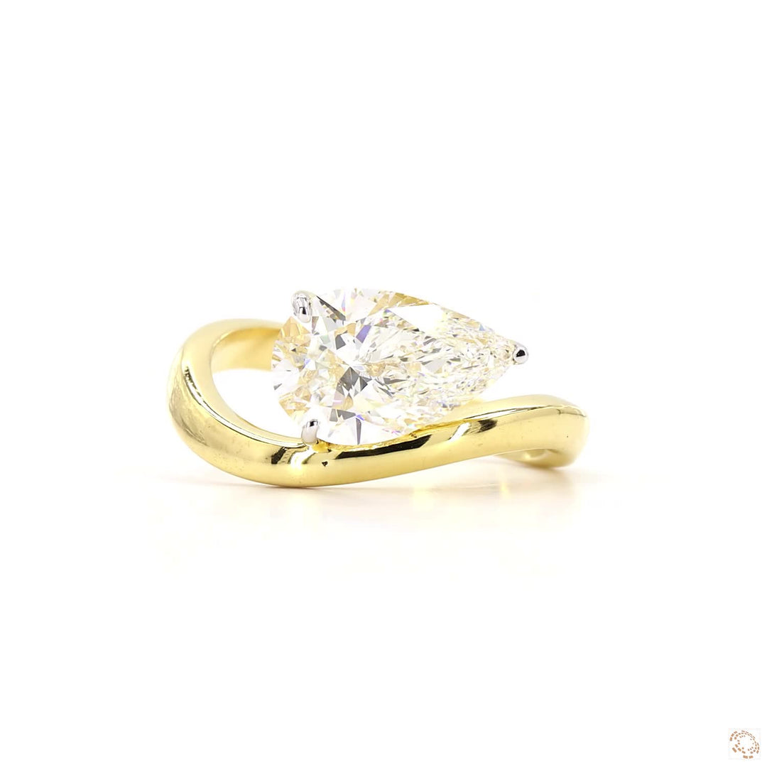 Sideways Pear Solitaire Lab Grown Diamond Ring