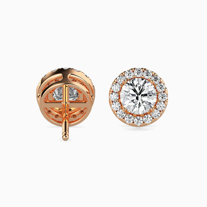 Tulum Solitaire Halo Round Earrings