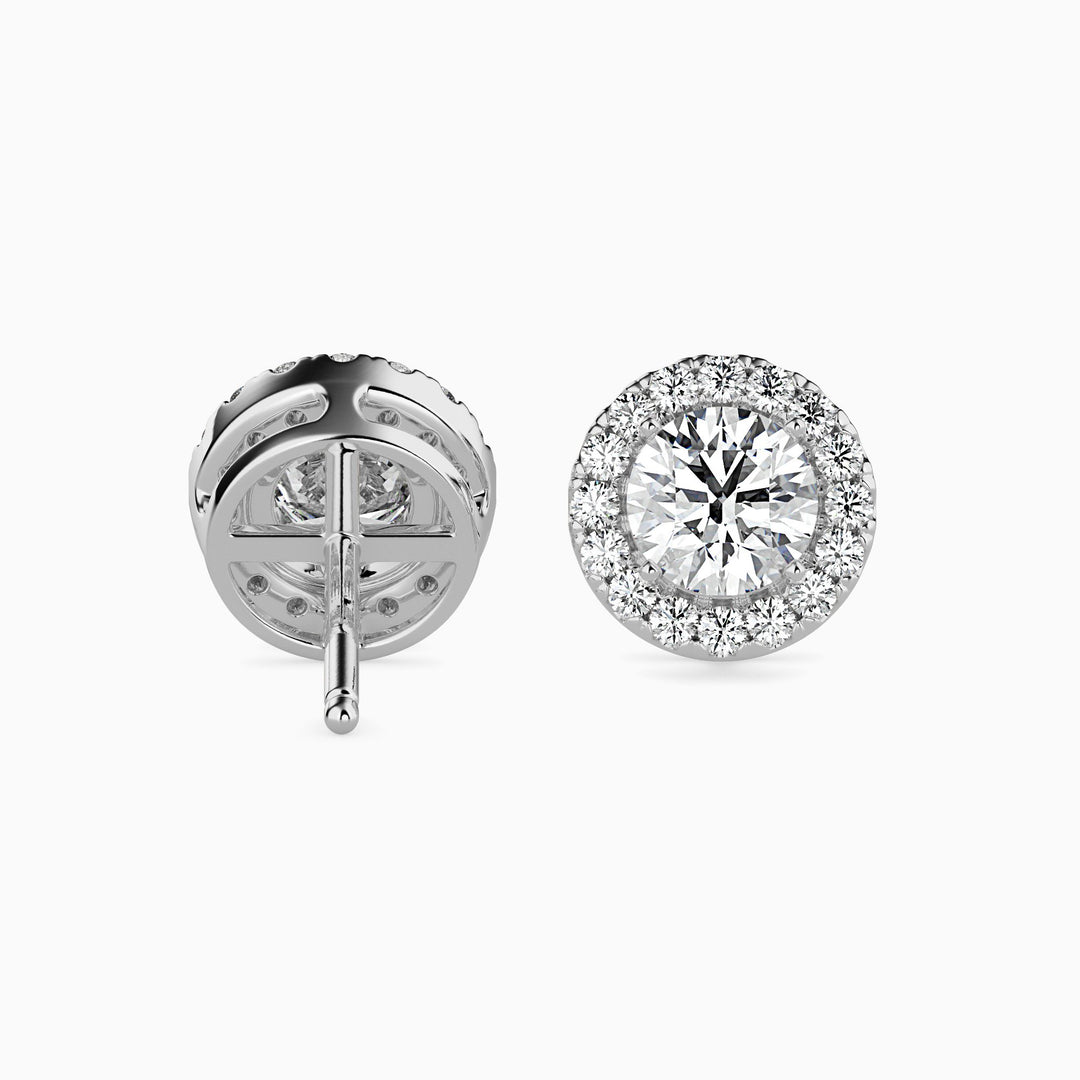 Tulum Solitaire Halo Round Earrings