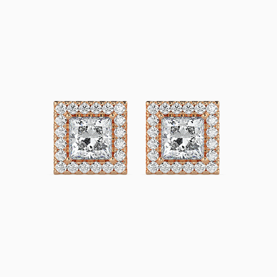 Salzburg Solitaire Halo Princess Earrings