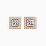Salzburg Solitaire Halo Princess Earrings-Dileti