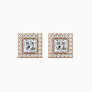 Salzburg Solitaire Halo Princess Earrings-Dileti