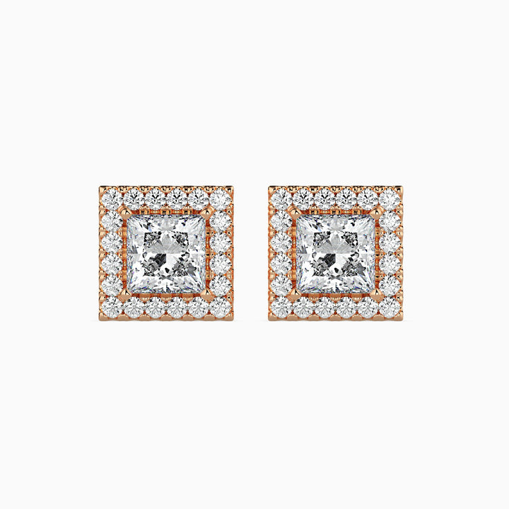 Salzburg Solitaire Halo Princess Earrings