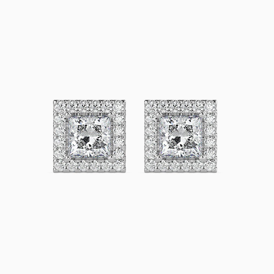 Salzburg Solitaire Halo Princess Earrings