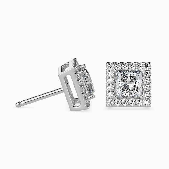 Salzburg Solitaire Halo Princess Earrings