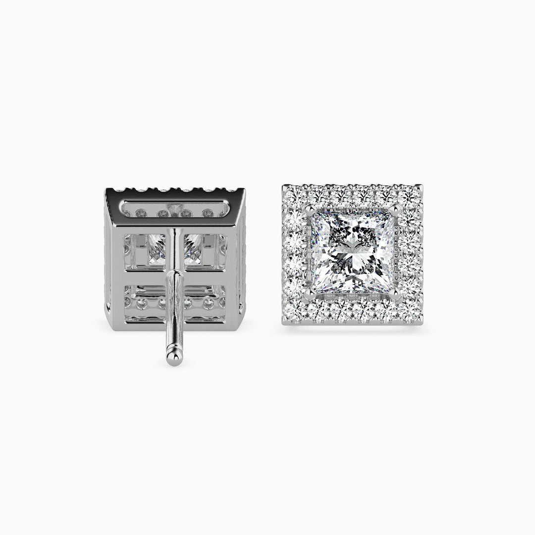 Salzburg Solitaire Halo Princess Earrings