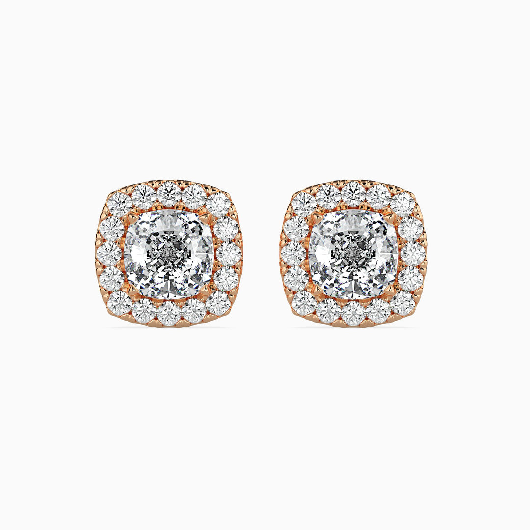 Mallorca Solitaire Halo Oval Earrings