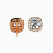 Mallorca Solitaire Halo Cushion Earrings-Dileti