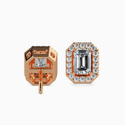 St-Barth Solitaire Halo Emerald Earrings-Dileti