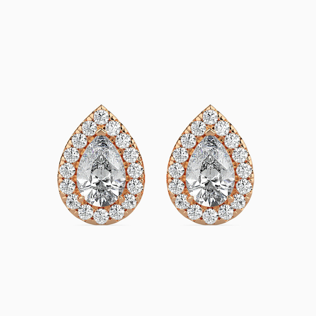 Palermo Solitaire Halo Pear Earrings