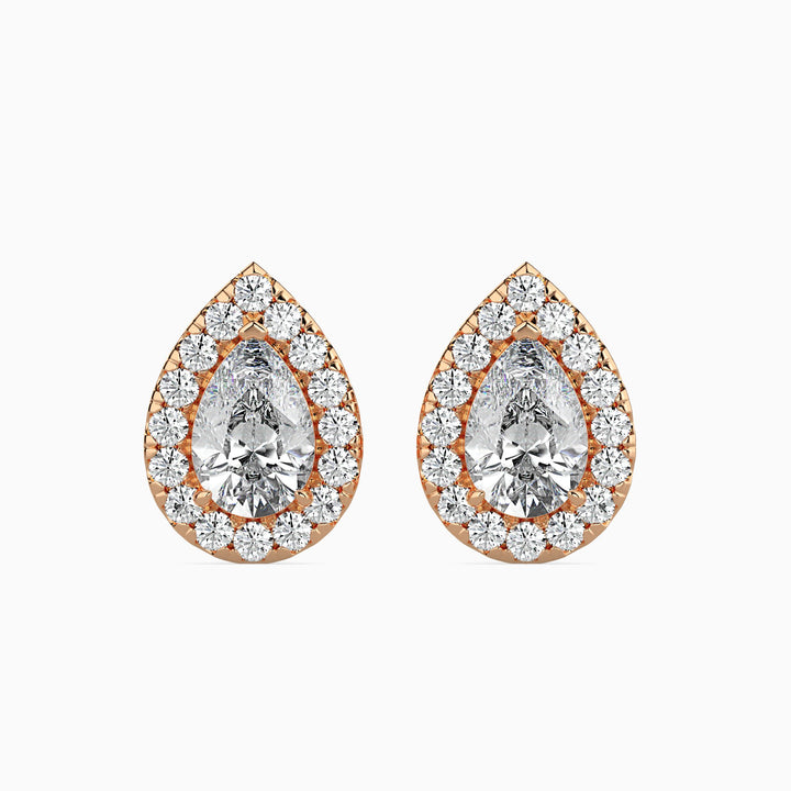 Palermo Solitaire Halo Pear Earrings