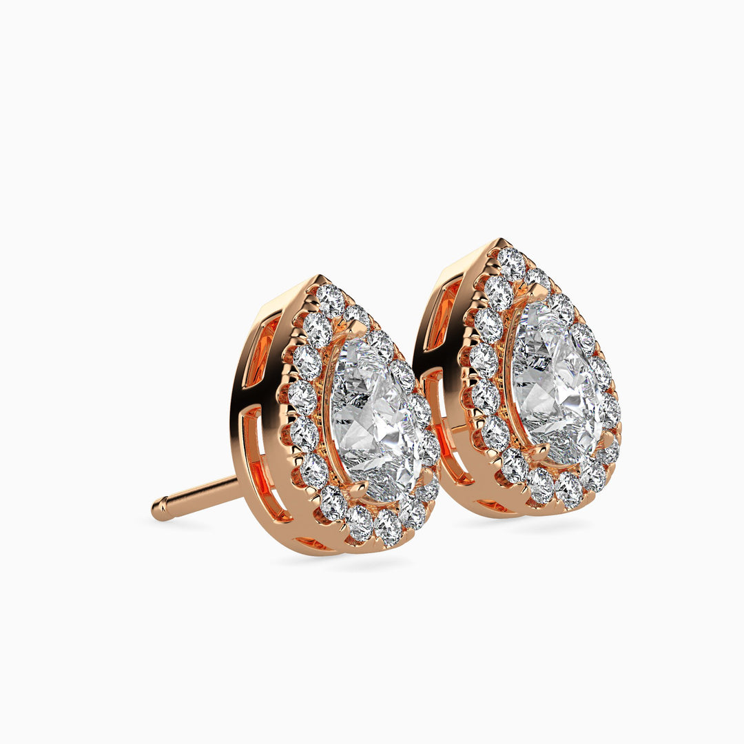 Palermo Solitaire Halo Pear Earrings