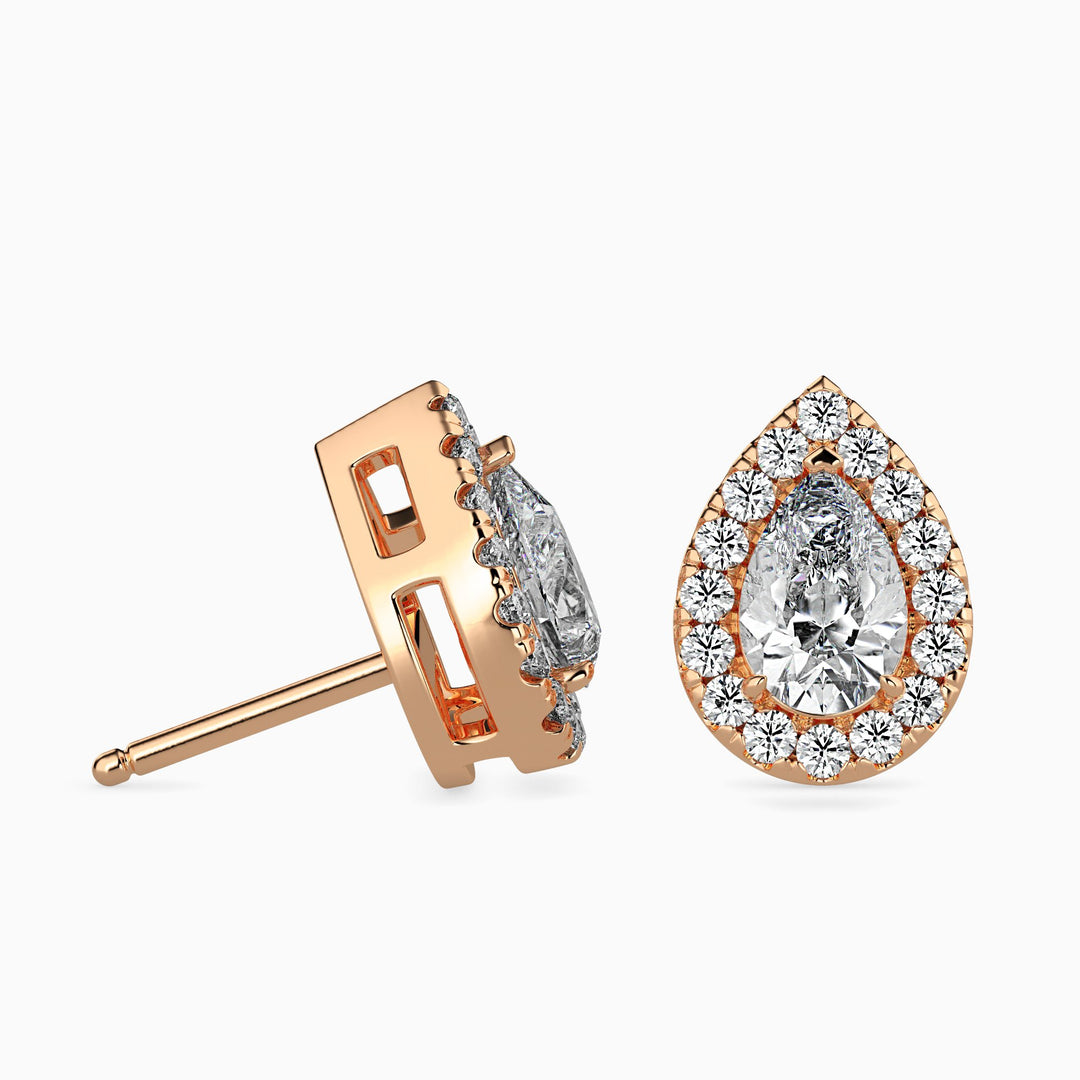 Palermo Solitaire Halo Pear Earrings