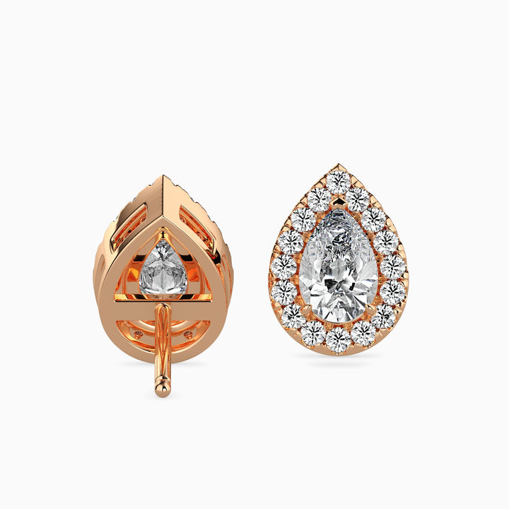 Palermo Solitaire Halo Pear Earrings