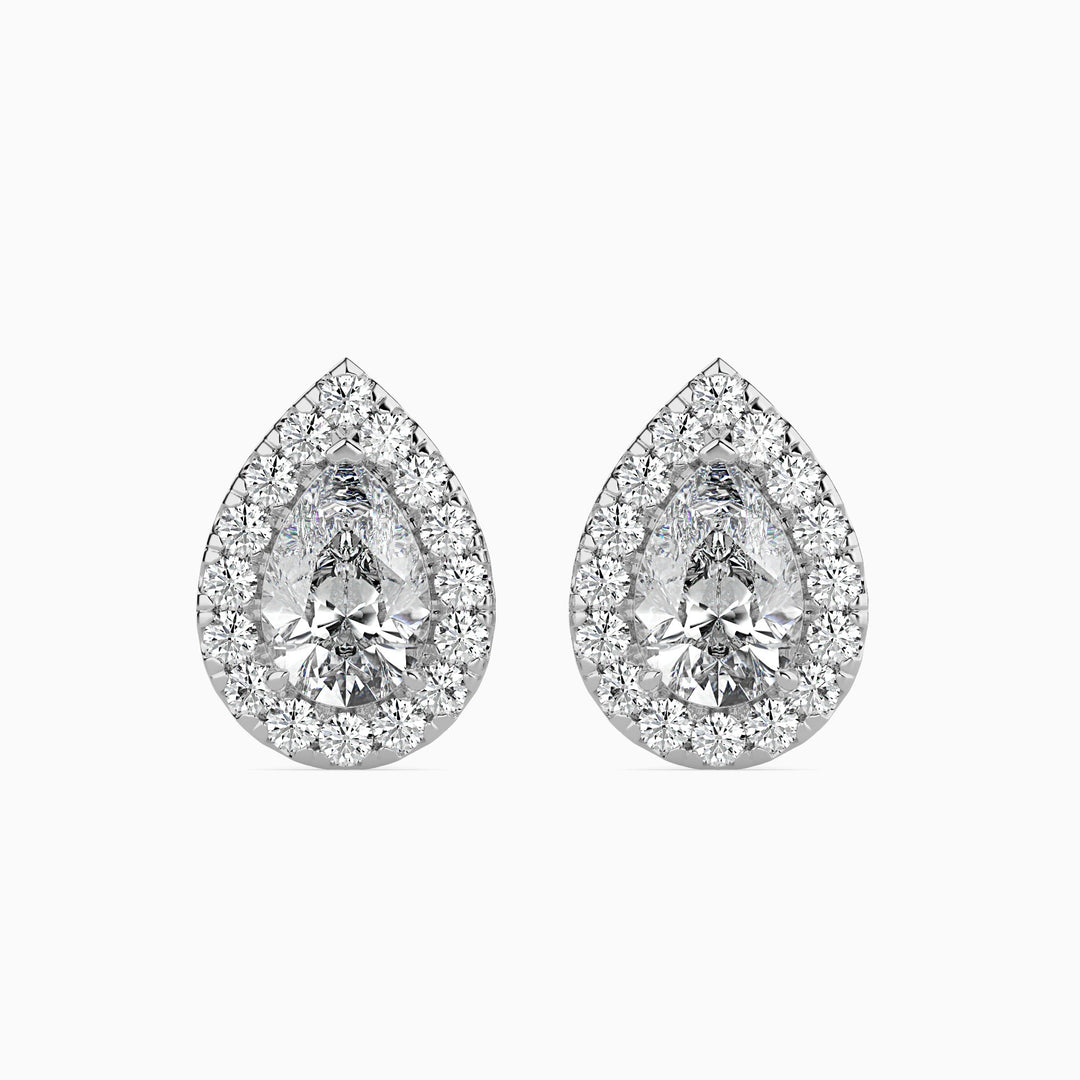 Palermo Solitaire Halo Pear Earrings