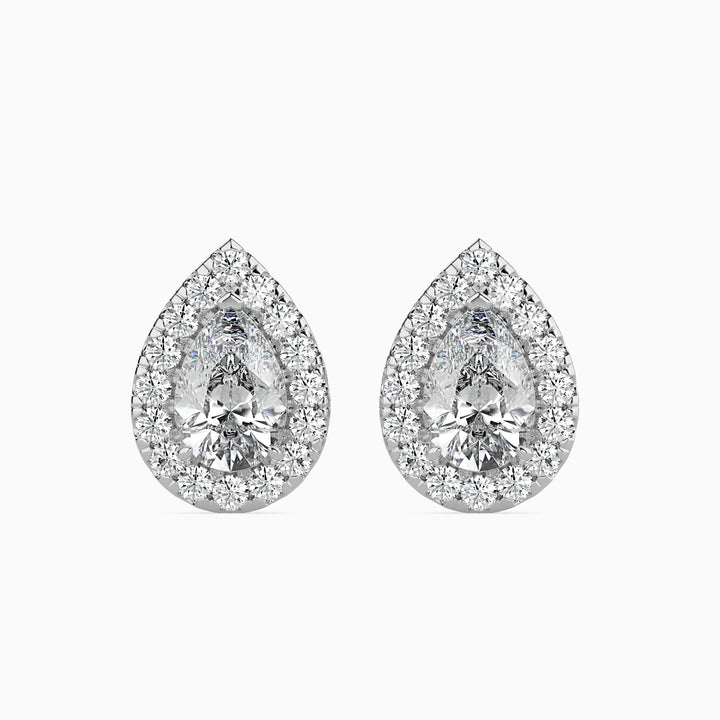 Palermo Solitaire Halo Pear Earrings