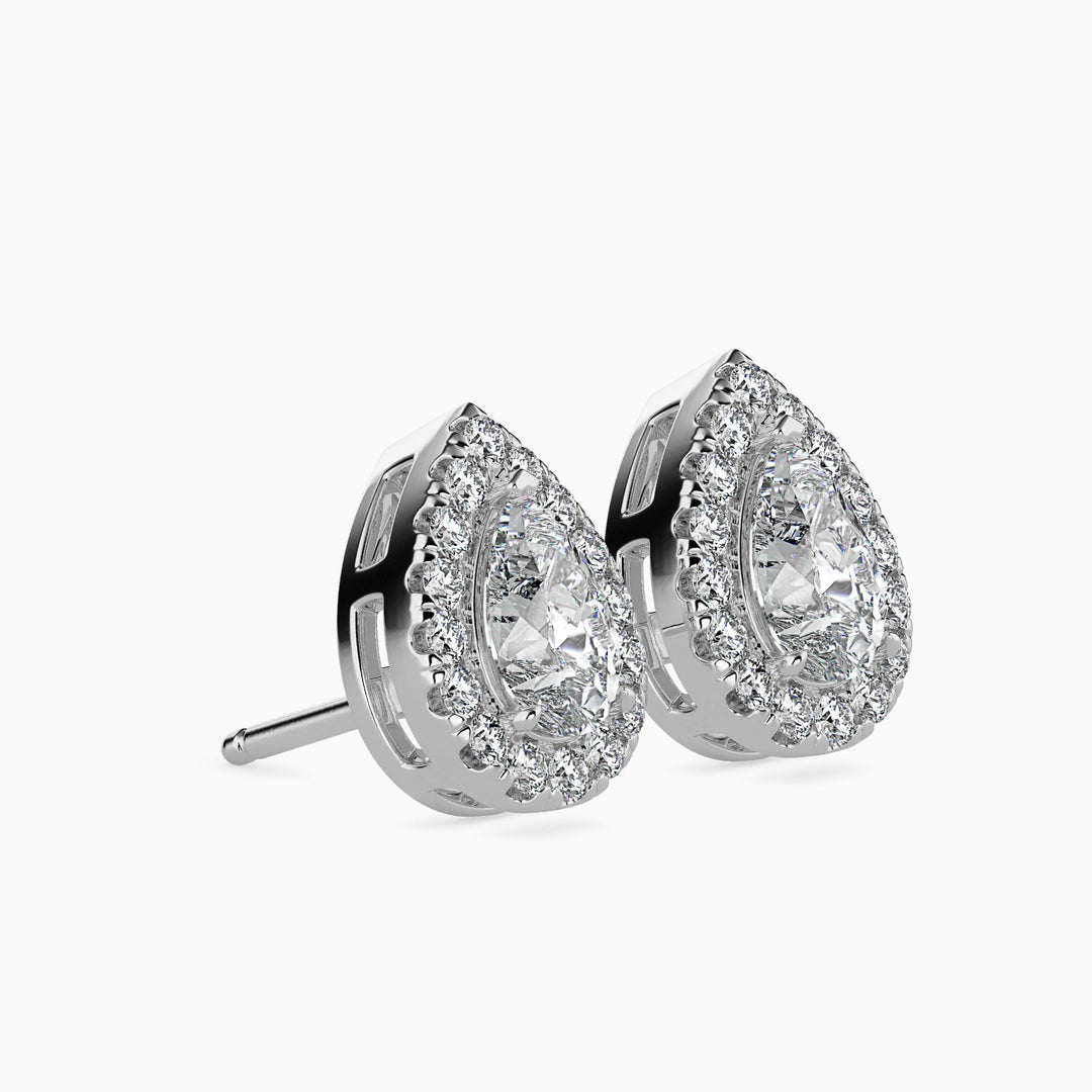 Palermo Solitaire Halo Pear Earrings