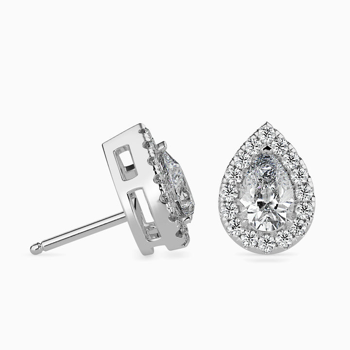 Palermo Solitaire Halo Pear Earrings