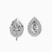 Palermo Solitaire Halo Pear Earrings-Dileti