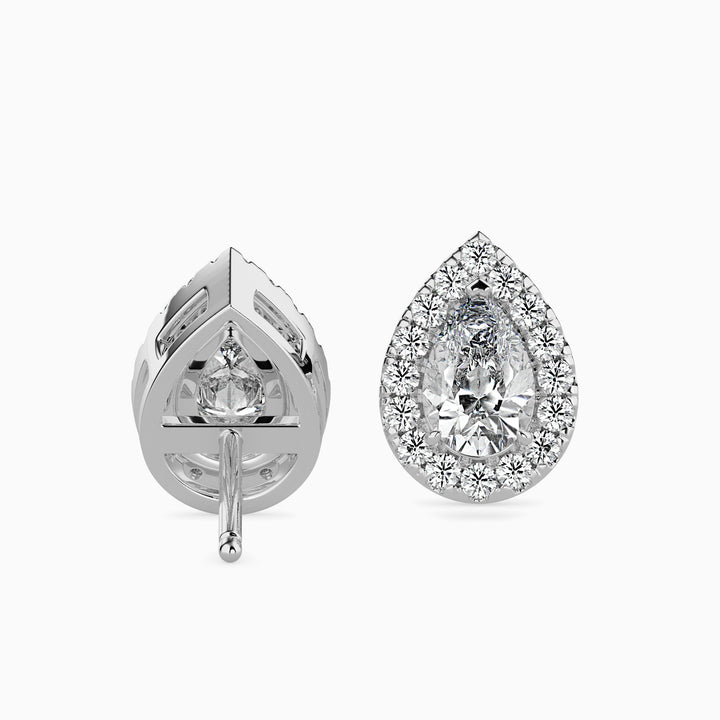 Palermo Solitaire Halo Pear Earrings