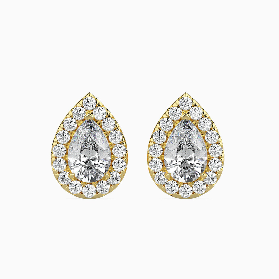 Palermo Solitaire Halo Pear Earrings