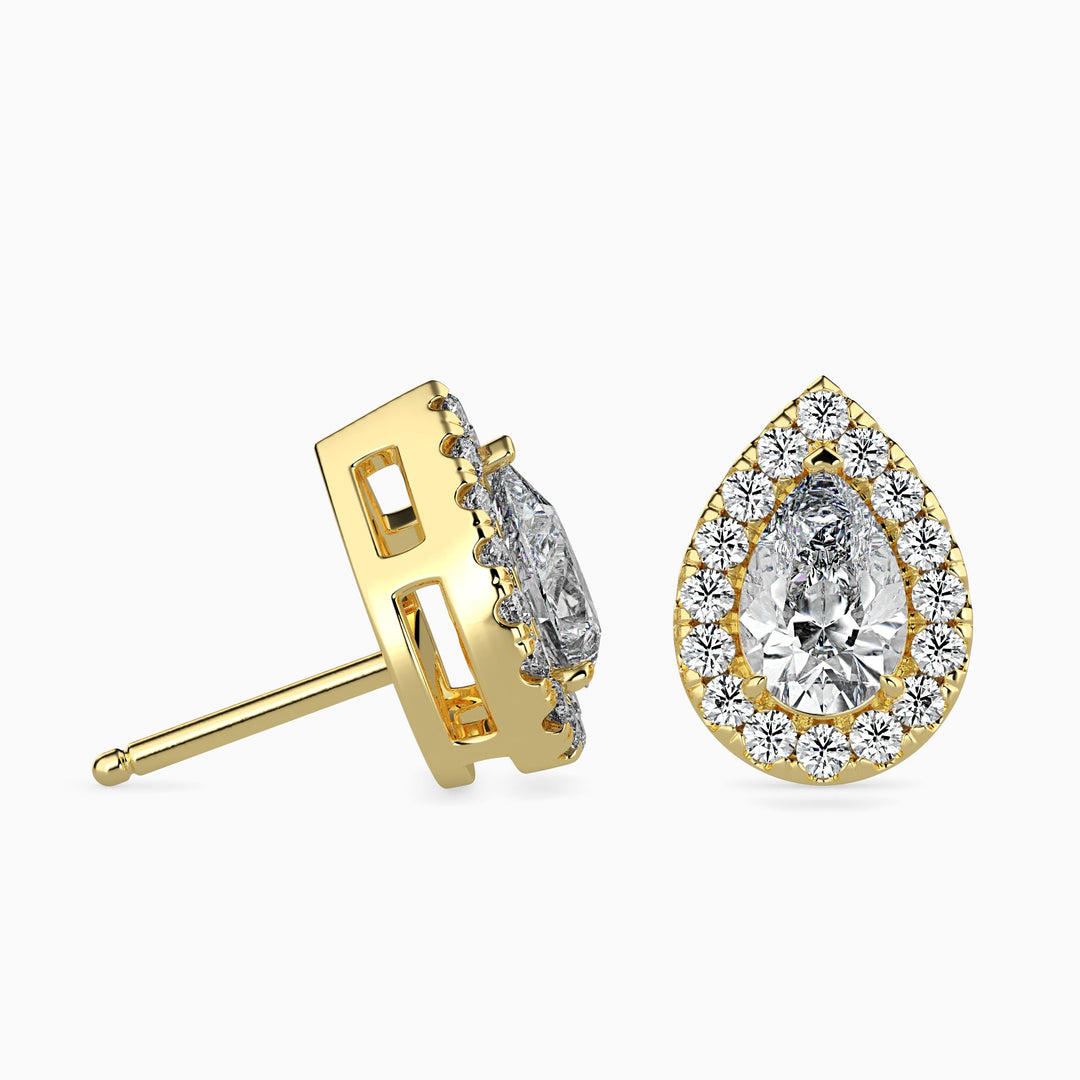 Palermo Solitaire Halo Pear Earrings